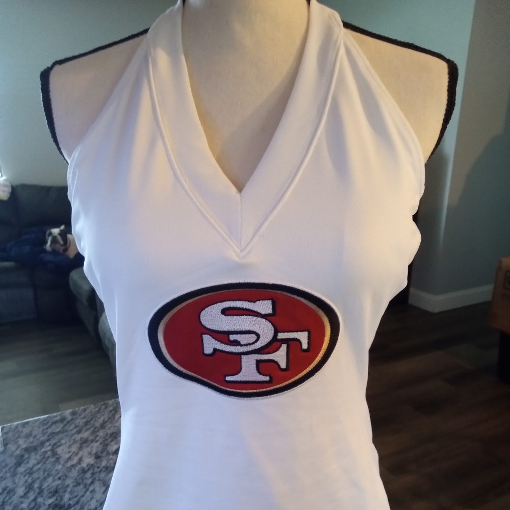 49ersNFL White and Red Fitted Halter Top